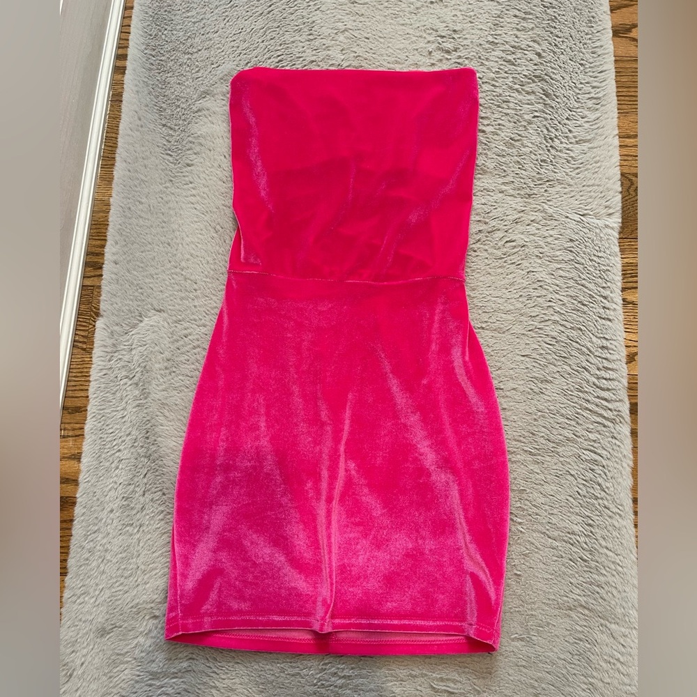 Lucy in the Sky Cowl Neck Velvet Dress in Hot Pink-Small worn once!